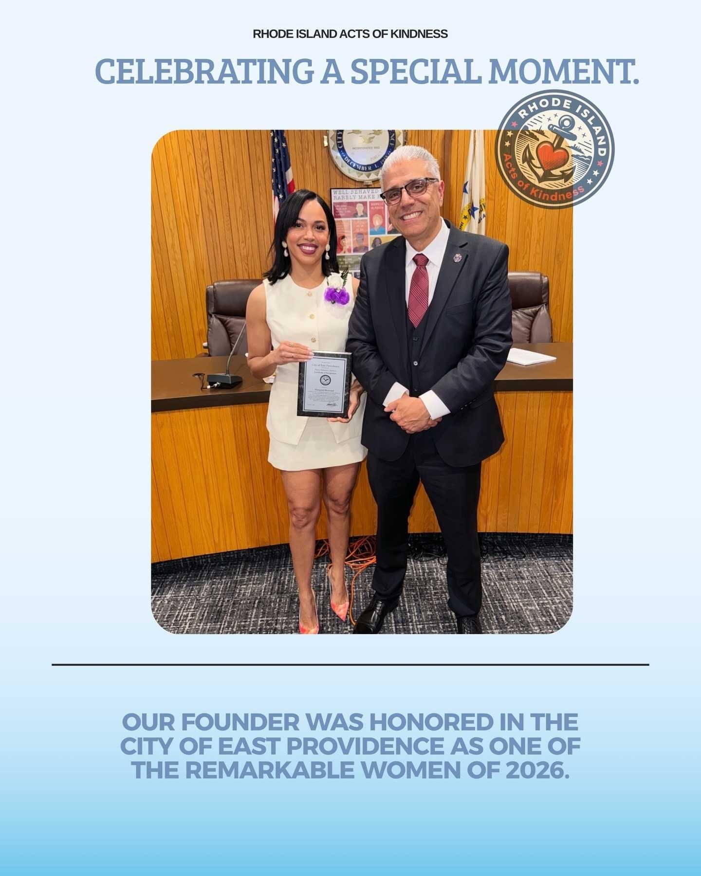 Founder honored by the City of East Providence as a Remarkable Woman of 2026