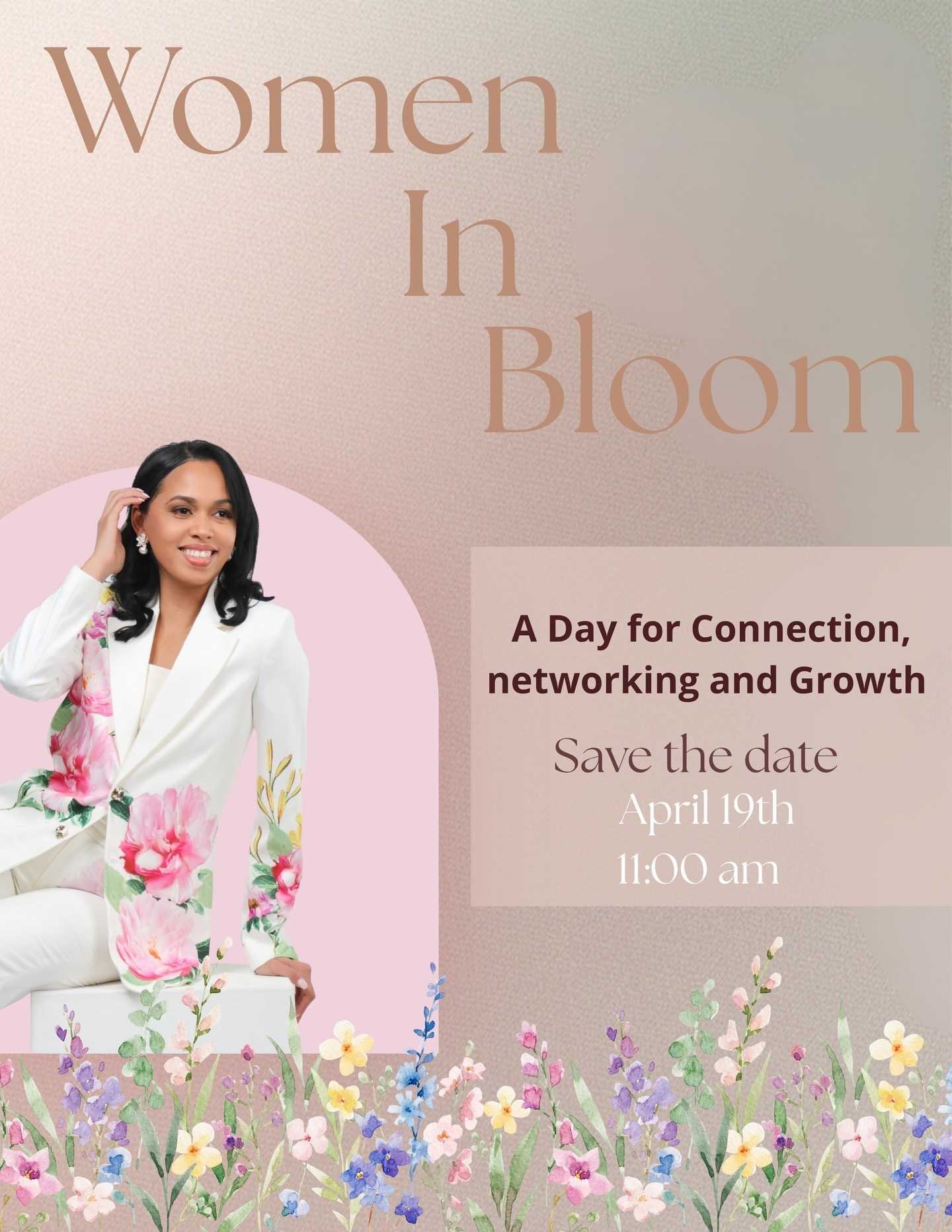 Women in Bloom event flyer: a day for connection, networking and growth